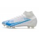 Nike Mercurial Superfly 8 Elite FG Scarpe Bianco Blu