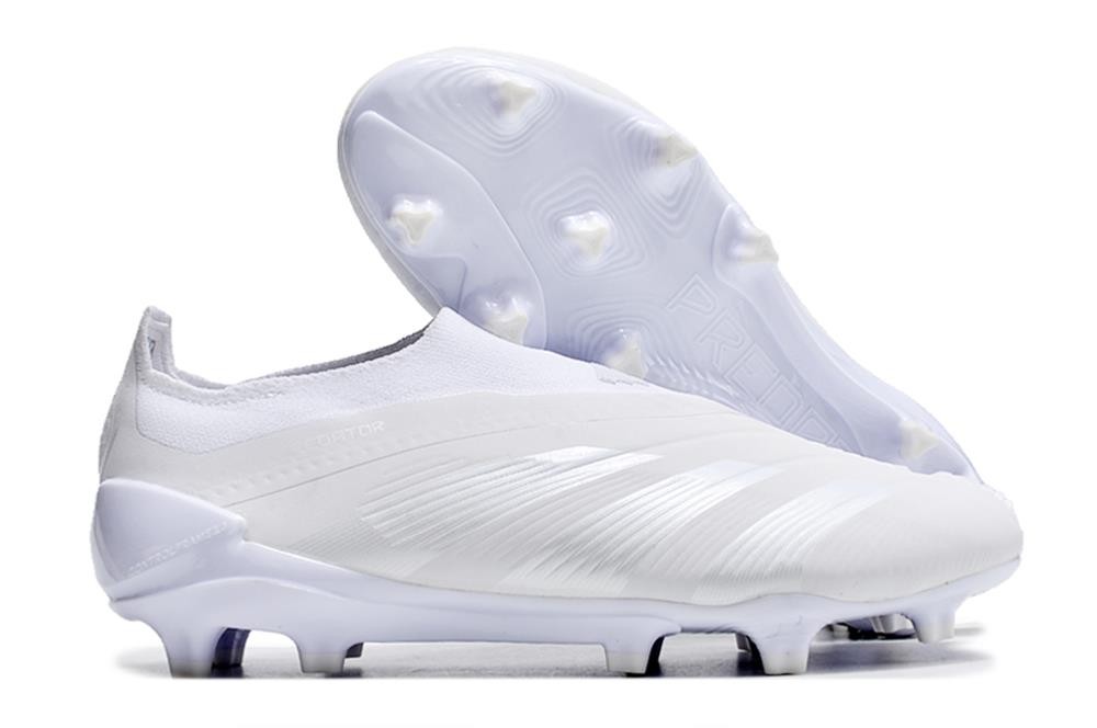 adidas Predator 24 Elite Laceless FG Bianco Argento Met