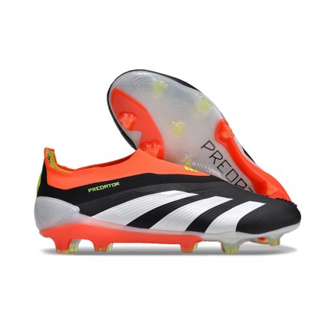 adidas Predator 24 Elite Laceless FG Nero Core Bianco Rosso Solare