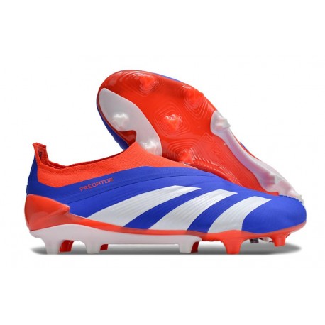 adidas Predator 24 Elite Laceless FG Blu Bianco Rosso