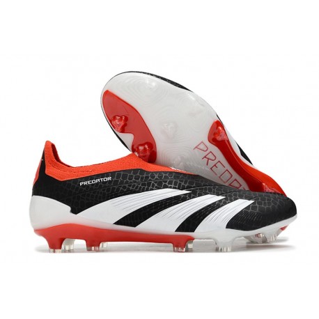 adidas Predator 24 Elite Laceless FG Nero Core Bianco Rosso Solare