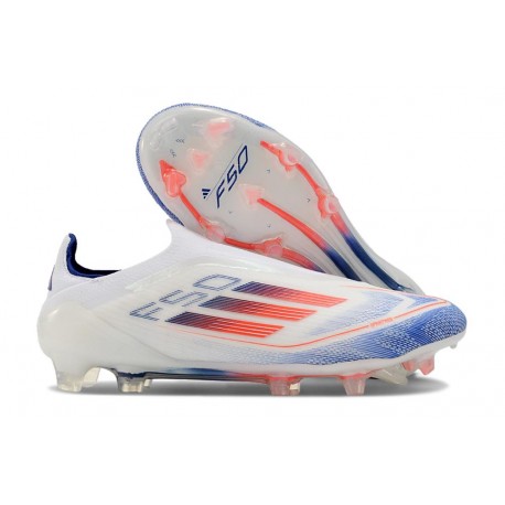 adidas F50 Elite Senza Lacci FG Nuovo Ftwr Bianco Rosso Solare Blu Lucido