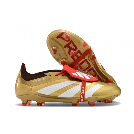 Adidas Predator Foldover Tongue Elite FG Oro Met Bianco Rosso