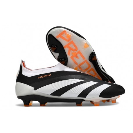 adidas Predator 24 Elite Laceless FG Nero Bianco Arancione