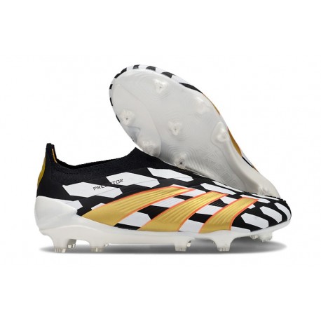 adidas Predator 24 Elite Laceless FG Nero Bianco Oro