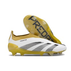 adidas Predator 24 Elite Laceless FG Bianco Oro Nero