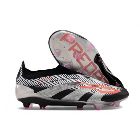 adidas Predator 24 Elite Laceless FG Argento Nero Rosso