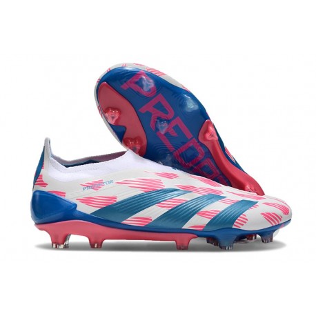 adidas Predator 24 Elite Laceless FG Ftwr Bianco Solar Blu Solar Rosa